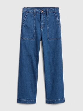 GAP Women's Cropped Straight-Leg Jeans in Medium Blue